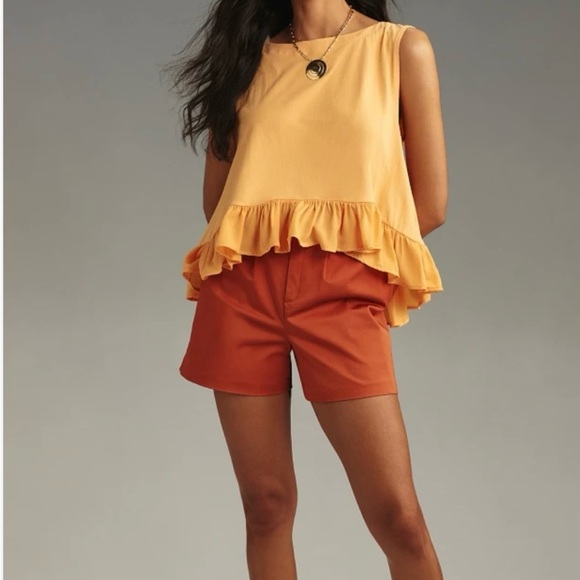 Anthropologie Tops - Anthropologie Maeve Light Orange Ruffle Hem Sleeveless Top - Size S